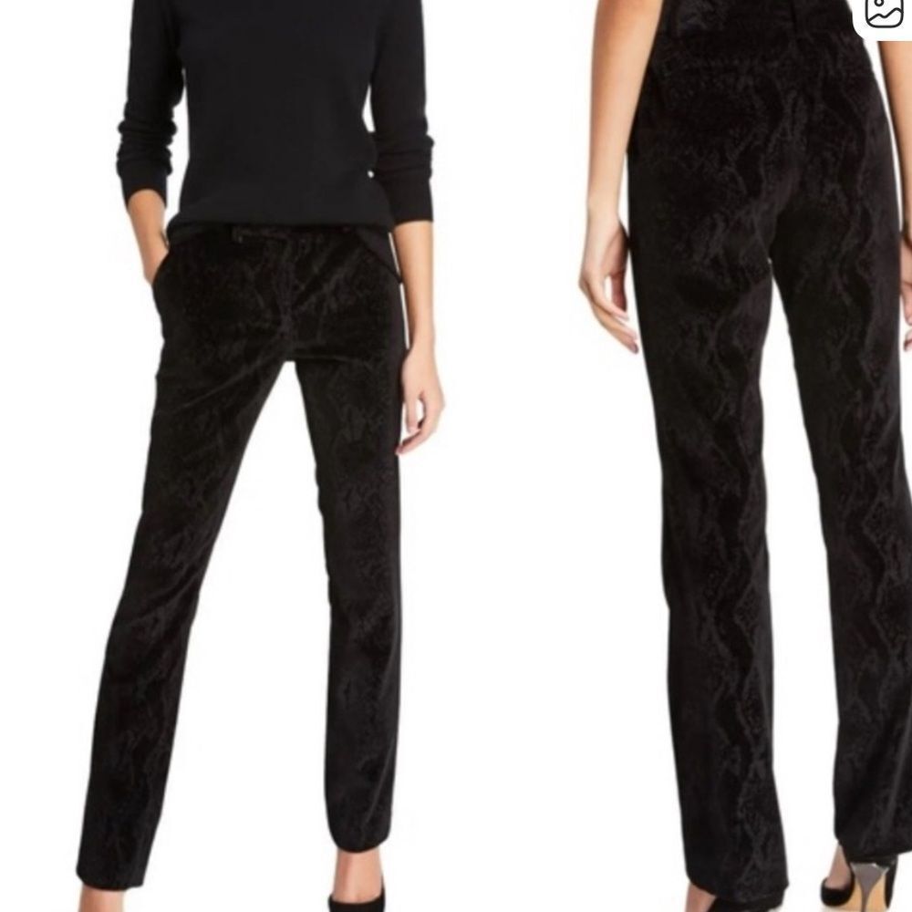 Frame velvet, snake skin Black Textured Pants size 4
